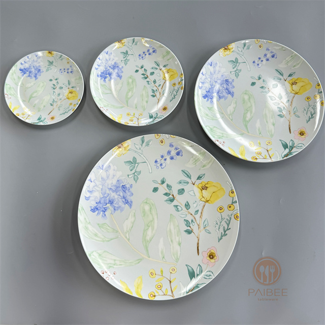 Watercolor floral round plate bone china plate furniture decoration wedding tableware