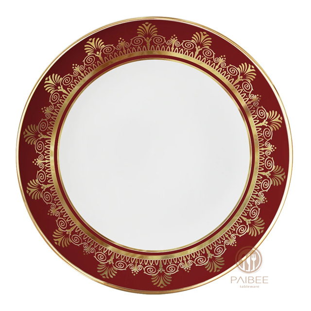 BLUE Bone China Dinnerware Set 4pcs Plate Set Red Danube Ceramic Tableware Wedding Charger Plate