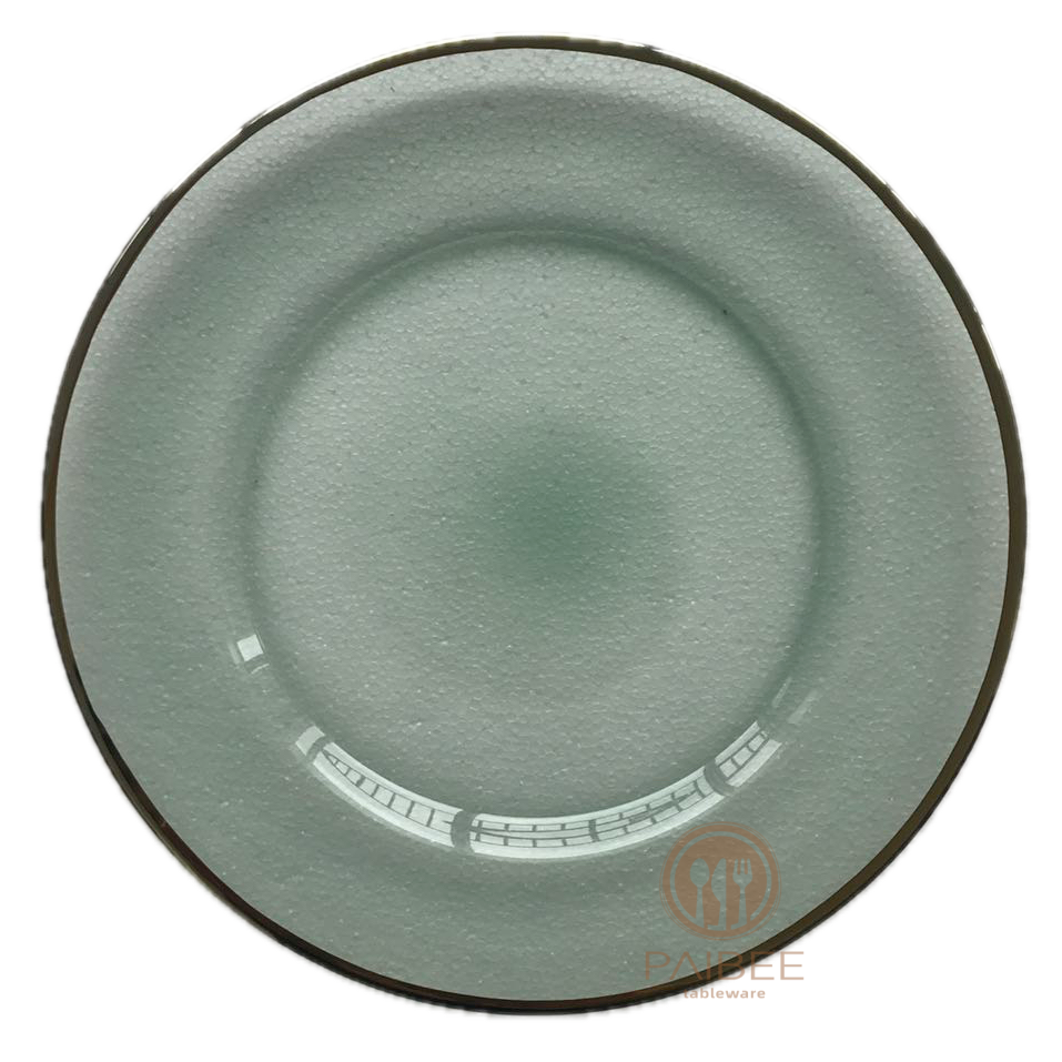 Colored Crystal Glass Charger Plate with Gold Rim for Wedding & Hotel Tableware