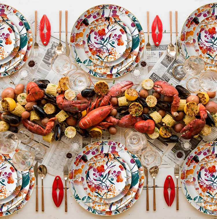 Fine Bone China Dinner Set Wedding Plate Set Luxury Decorative Tableware For Event Catering