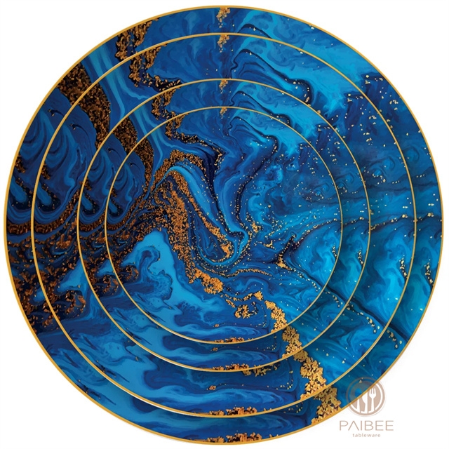 Art Blue Star River Ceramic Charger Plate 