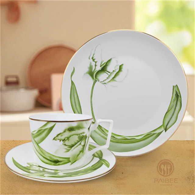 Gold Rim Dinner Plate Tableware Fine China Colorful Dinnerware Sets For Party