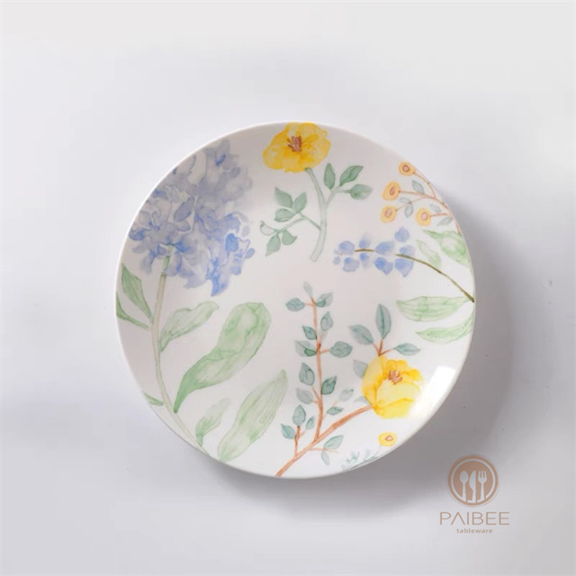 Watercolor floral round plate bone china plate furniture decoration wedding tableware