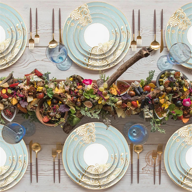 Ceramic Tableware White Porcelain Bowl Plate Elegance Fine Porcelain 4pcs Dinner Sets