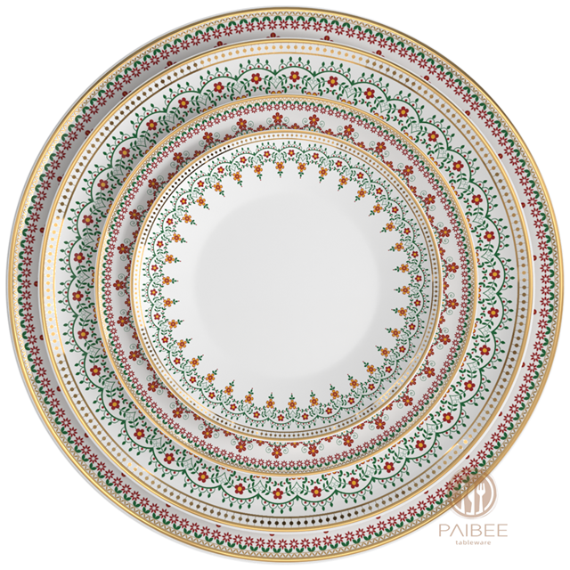 Floral Lace Bone China Ethnic Style Fresh Ceramic Plate