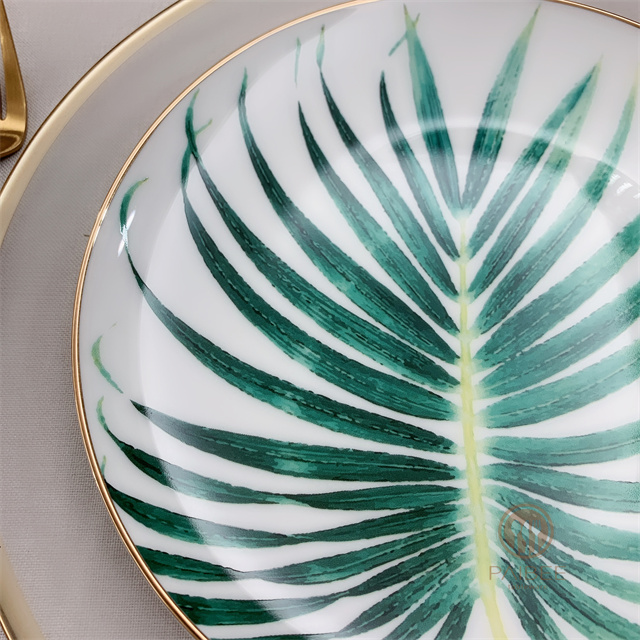 Palm Leaf Nordic Style Tableware Hotel Household Bone Porcelain Plate Set