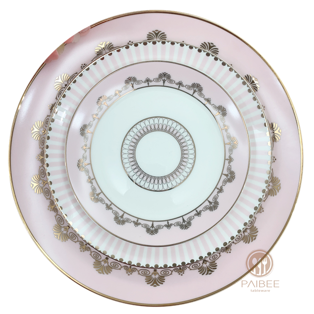 European Retro Light Luxury Hotel Restaurant Home Bone China Plate Set