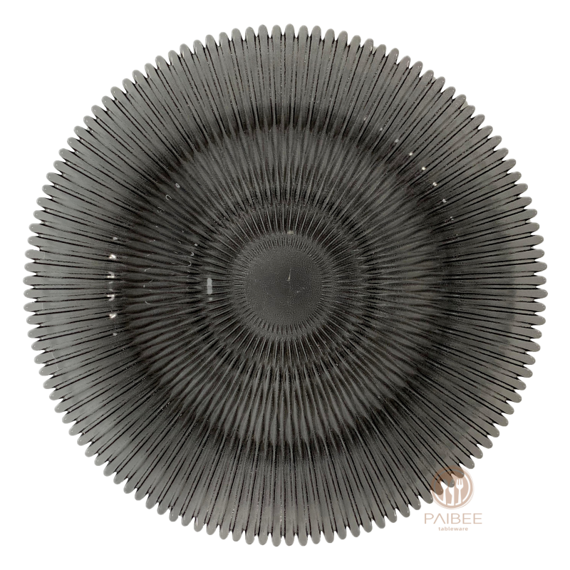Multi-Color Radiant Vertical Ribbed Crystal Glass Charger Plate with Custom Options