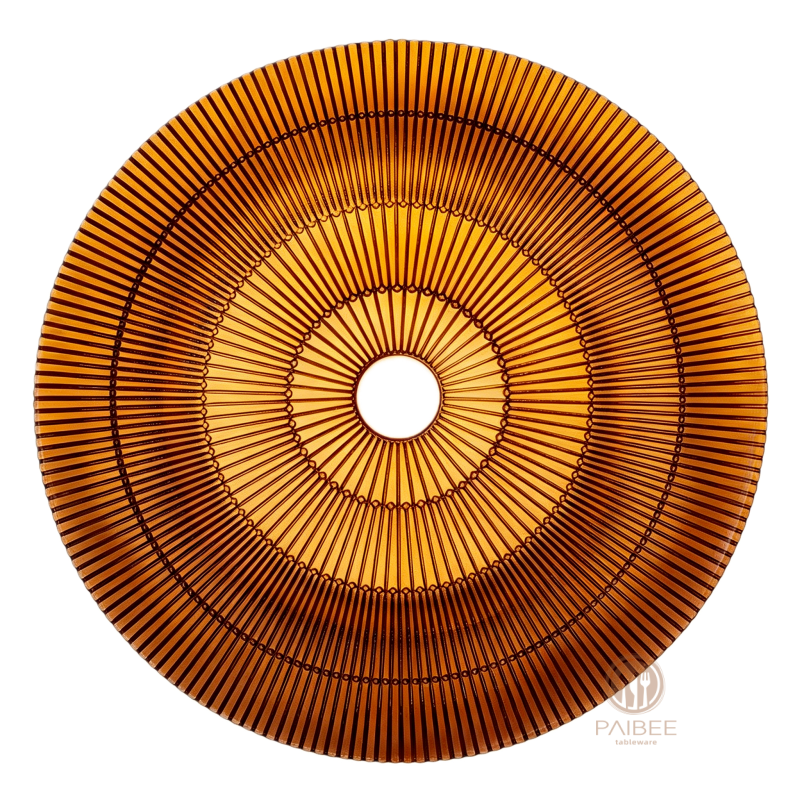 Multi-Color Sunburst Radial Line Glass Charger Plate for Wedding & Banquet