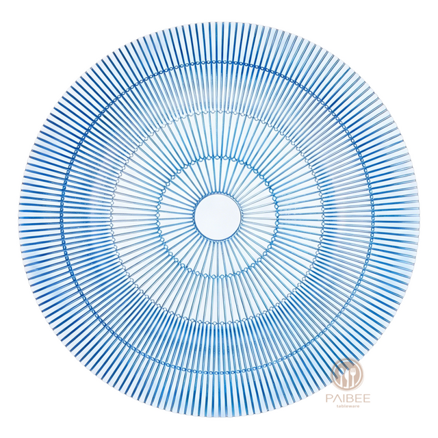 Multi-Color Sunburst Radial Line Glass Charger Plate for Wedding & Banquet
