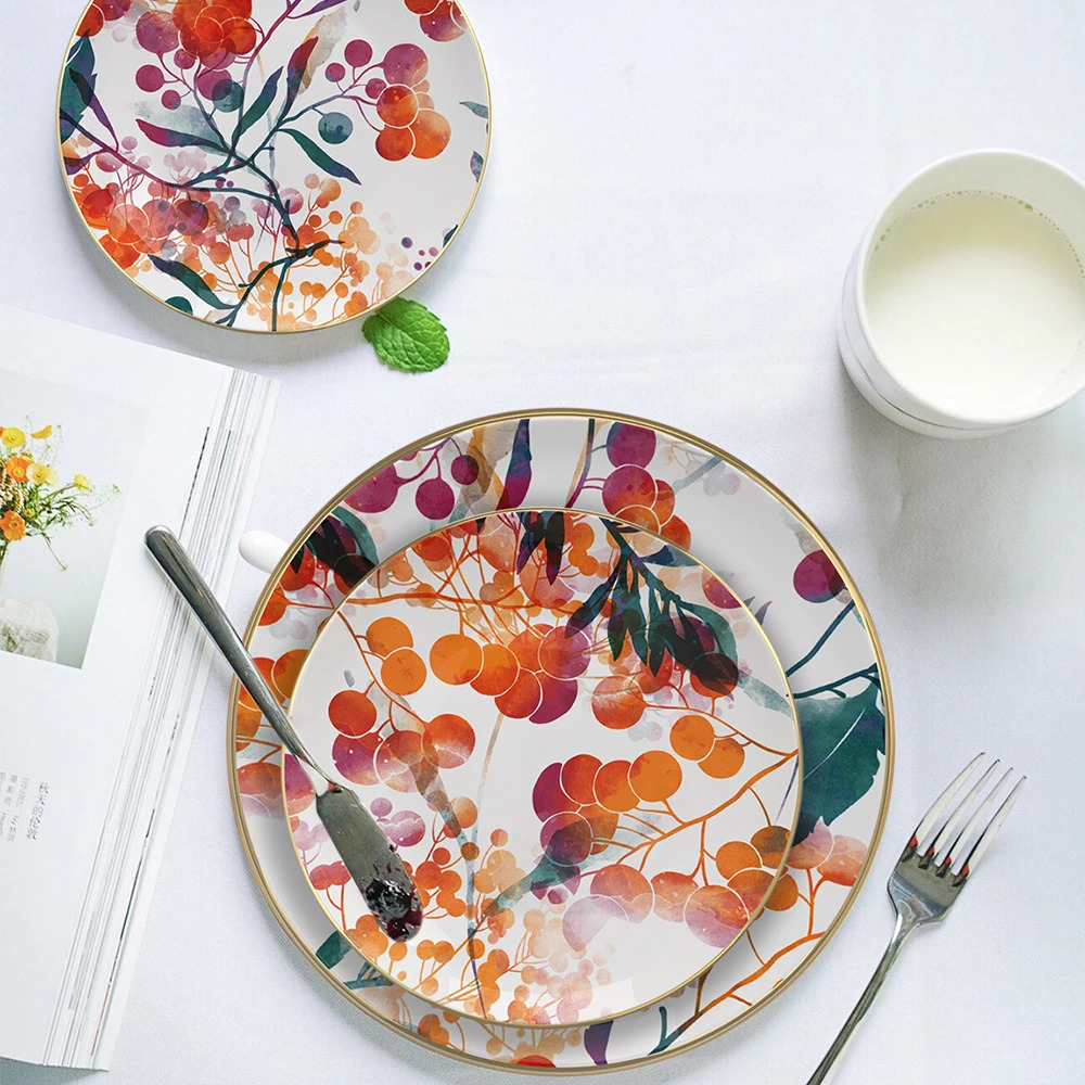 Fine Bone China Dinner Set Wedding Plate Set Luxury Decorative Tableware For Event Catering