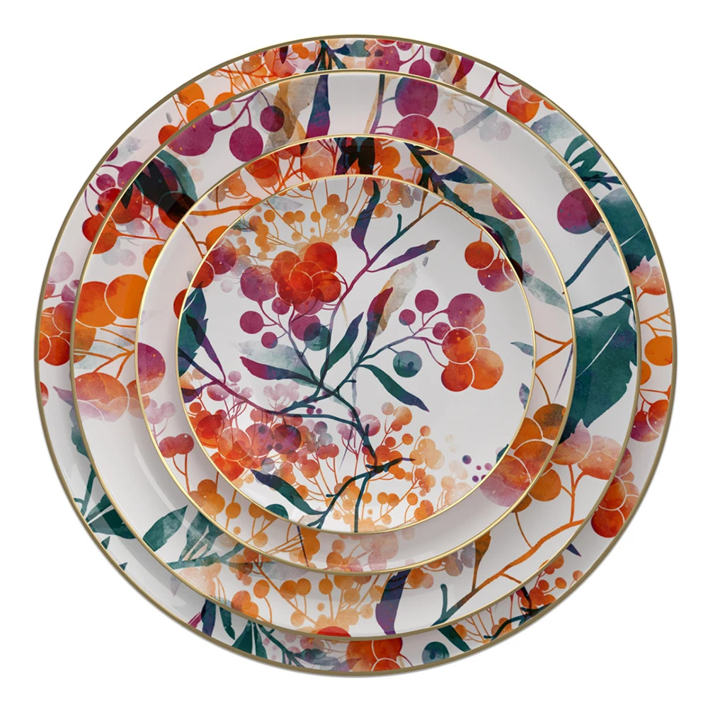 Fine Bone China Dinner Set Wedding Plate Set Luxury Decorative Tableware For Event Catering