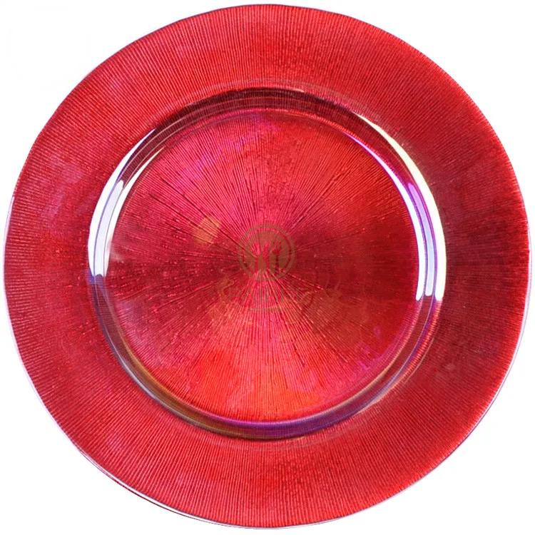 PB-7133-Black Vintage Glass Charger Plates Wholesale Black Glass Charger Plates Wedding 13inch