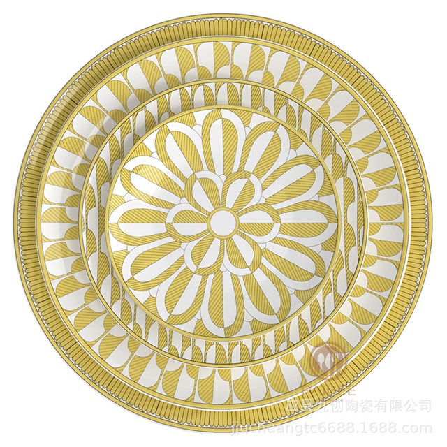 Bright Yellow Stripes And Pure White Alternating Dinner Plates