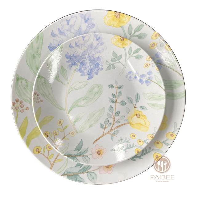 Watercolor floral round plate bone china plate furniture decoration wedding tableware