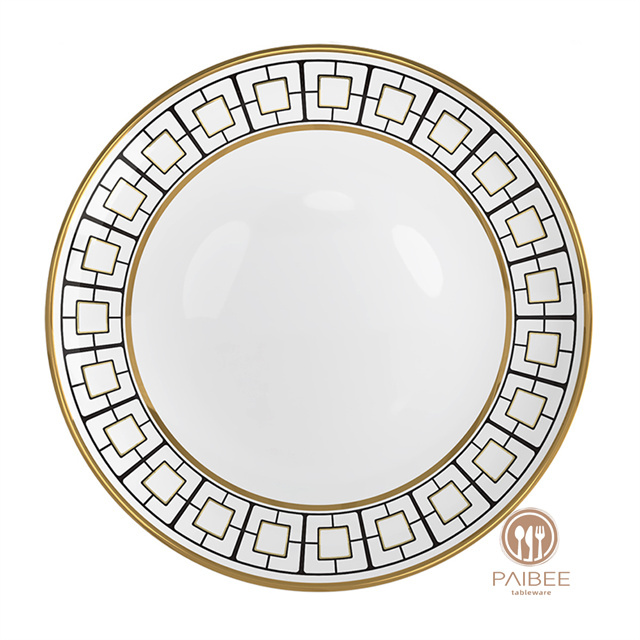 European Style Household Geometric Dinner Plate High-end Ceramic Set