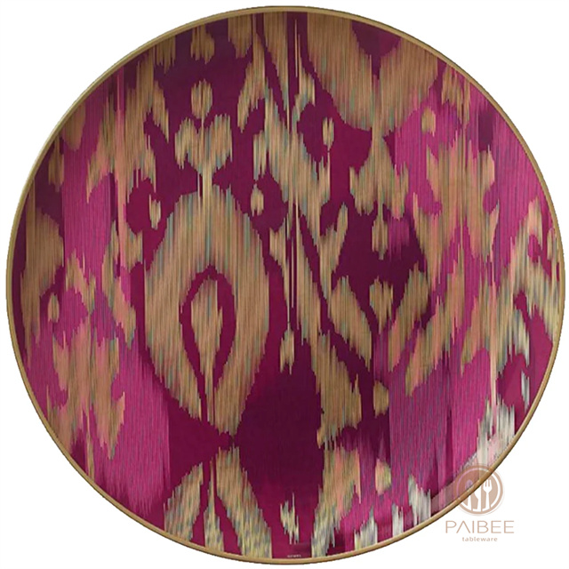 ROSE Wholesale Unique Design Dizziness Pattern Art Ceramic Dinner Plate Dish Bone China Dinnerware For Party Event