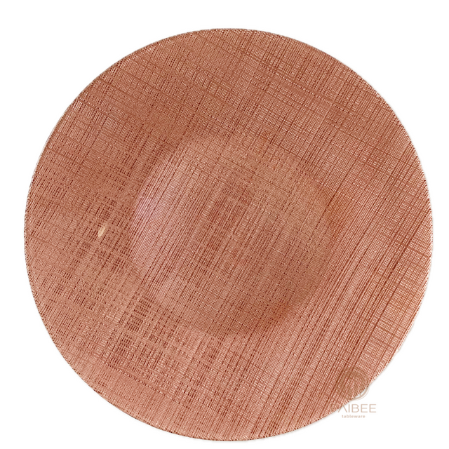 Multi-Color Linen Weave Pattern Crystal Glass Charger Plate with Custom Options