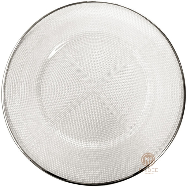 Multi-Color Lace Mandala Pattern Crystal Glass Charger Plate with Custom Options