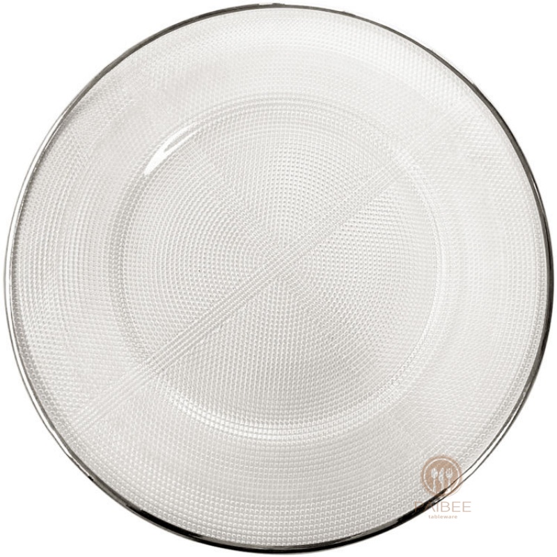 Multi-Color Lace Mandala Pattern Crystal Glass Charger Plate with Custom Options