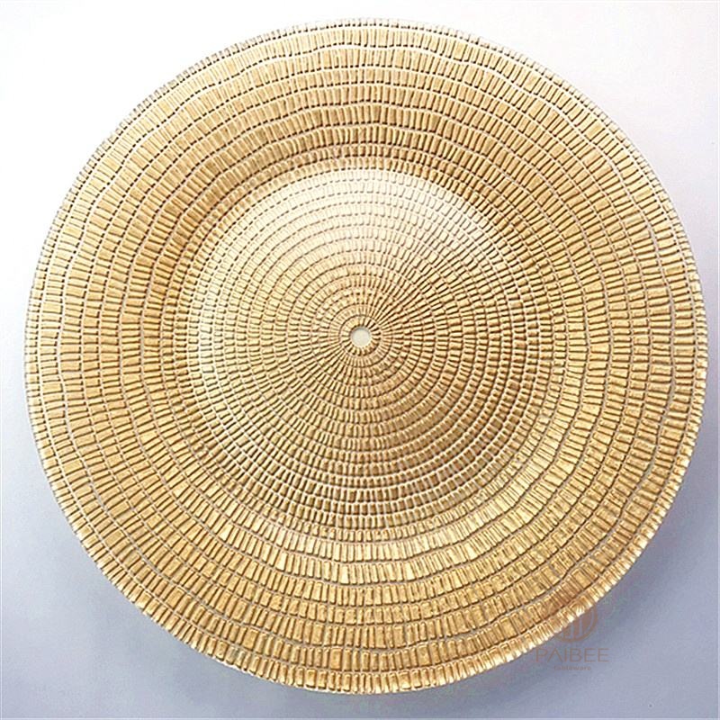 Multi-Color Concentric Ring Textured Crystal Glass Charger Plate with Custom Options