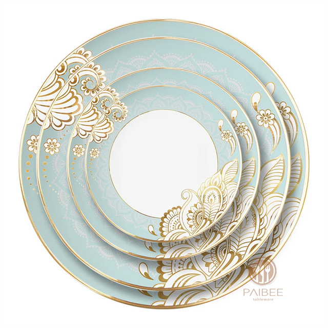 Ceramic Tableware White Porcelain Bowl Plate Elegance Fine Porcelain 4pcs Dinner Sets