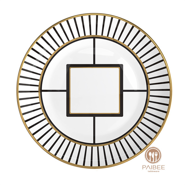 European Style Household Geometric Dinner Plate High-end Ceramic Set