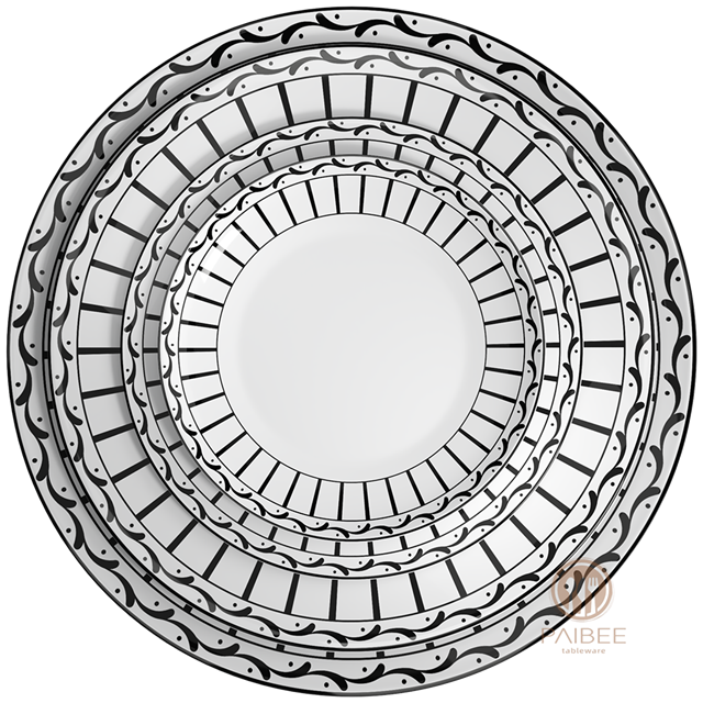 Minimalist multi-layer bone china decorative plate tableware