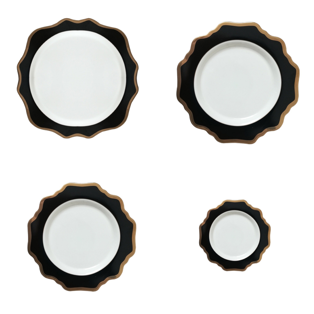 Black Sunflower Bone China Plates for Wedding