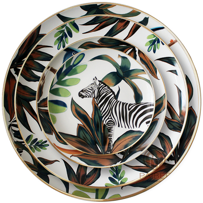 Animal Zebra Porcelain Decorative Plate Funny Wildlife Ceramic Ornaments Ceramic Dessert Plates