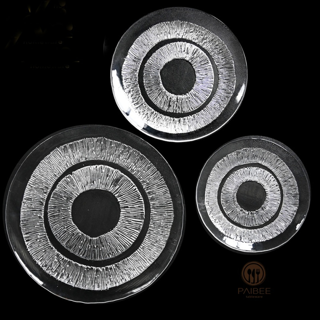 Multi-Color Concentric Brush Stroke Crystal Glass Charger Plate with Custom Options