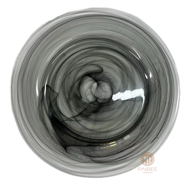 Multi-Color Swirl Pattern Crystal Glass Charger Plate with Custom Options