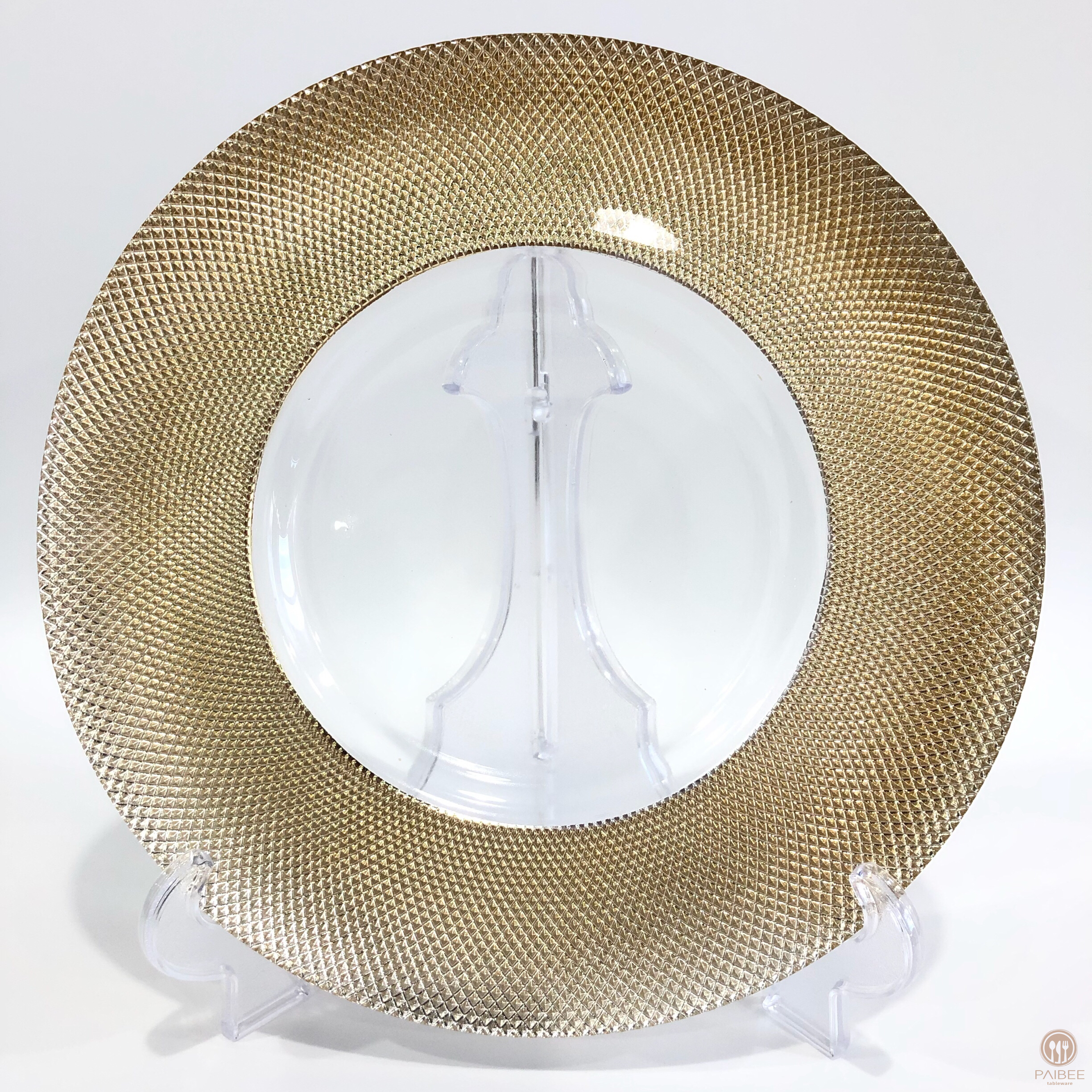 13 Inches Gold Rimmed Glass Underplates Wedding Decorative Wedding Dinner Plate Charger Plates For Party