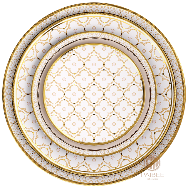 Exquisite Gold-rimmed Four-leaf Clover Light Luxury Bone China High-grade Porcelain Smooth Texture Bright Color Microwaveable