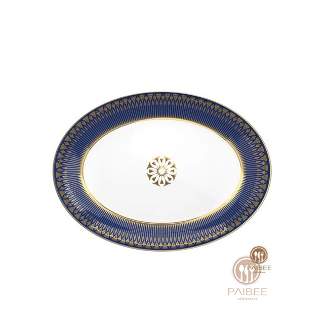 Classic Blue Bone China Dishes Porcelain Dinnerware Set With Cup&amp;saucer Gold Rim Dinner Plate For Wedding Party