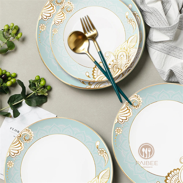 Ceramic Tableware White Porcelain Bowl Plate Elegance Fine Porcelain 4pcs Dinner Sets