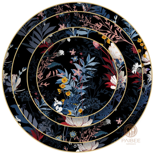 Wholesale European Bowl Plate Set Luxury Tableware Ceramic Dinnerware Set Custom Logo