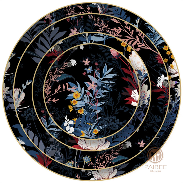 Wholesale European Bowl Plate Set Luxury Tableware Ceramic Dinnerware Set Custom Logo