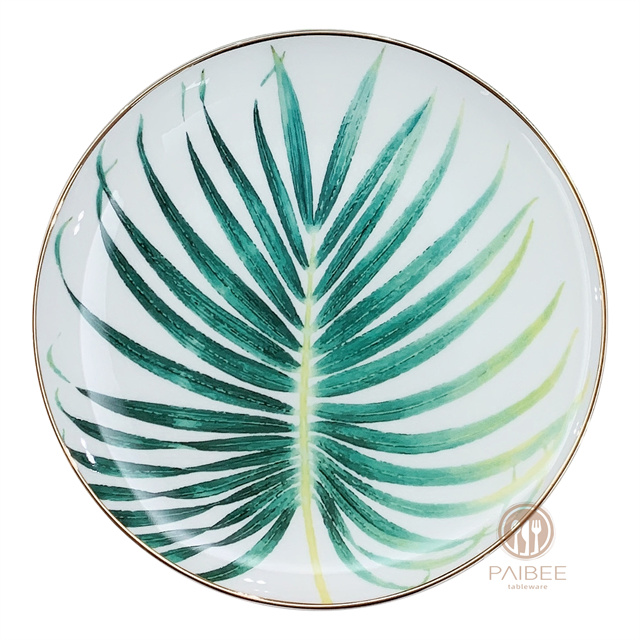 Palm Leaf Nordic Style Tableware Hotel Household Bone Porcelain Plate Set