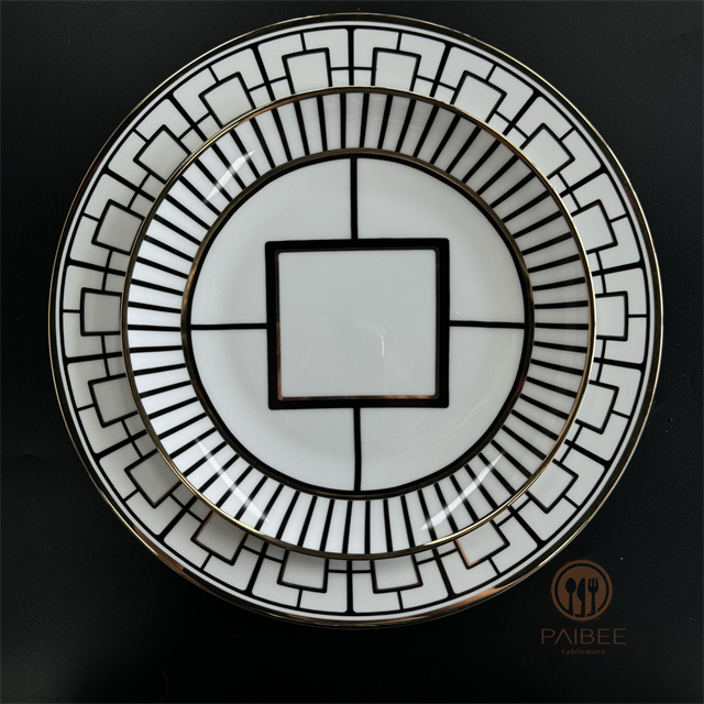 European Style Household Geometric Dinner Plate High-end Ceramic Set