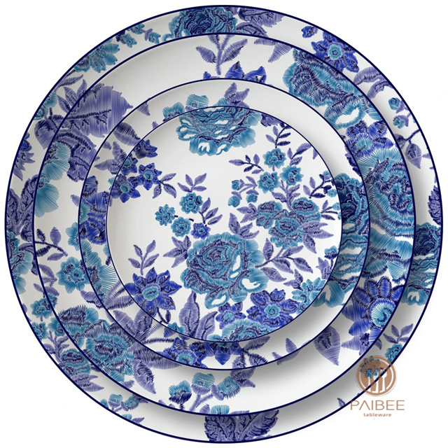 Ceramic Dinning Plates Flower Charger Plate Porcelain Dinner Plate Bone China Dinnerware For Party