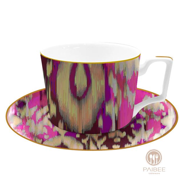 ROSE Wholesale Unique Design Dizziness Pattern Art Ceramic Dinner Plate Dish Bone China Dinnerware For Party Event
