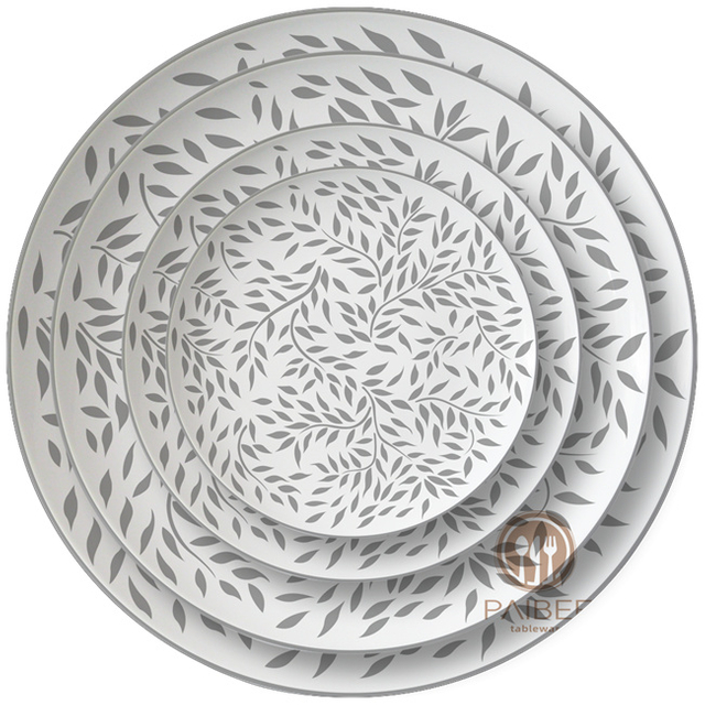 Royal White Silver-Leaf Dinnerware Set for Wedding
