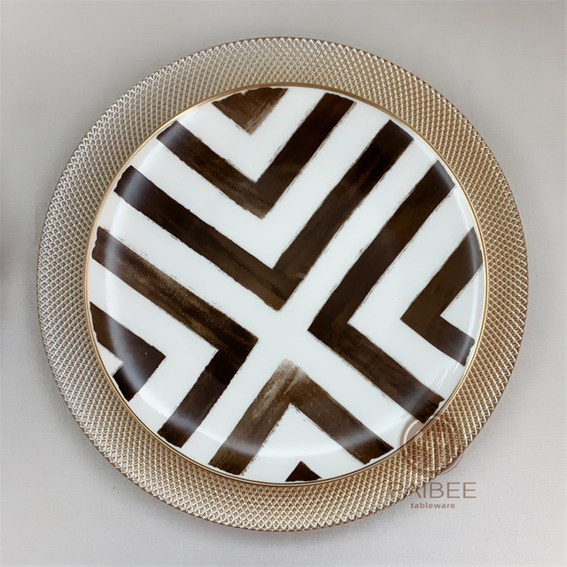 Crossroad Stripes Black and White Western Dinner Plate Household Round Tableware