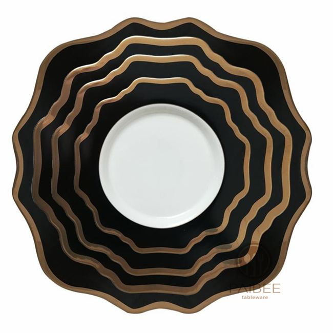 Black Sunflower Bone China Plates for Wedding