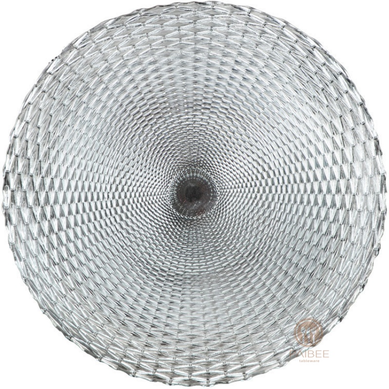Multi-Color Spiral Weave Pattern Crystal Glass Charger Plate with Custom Options