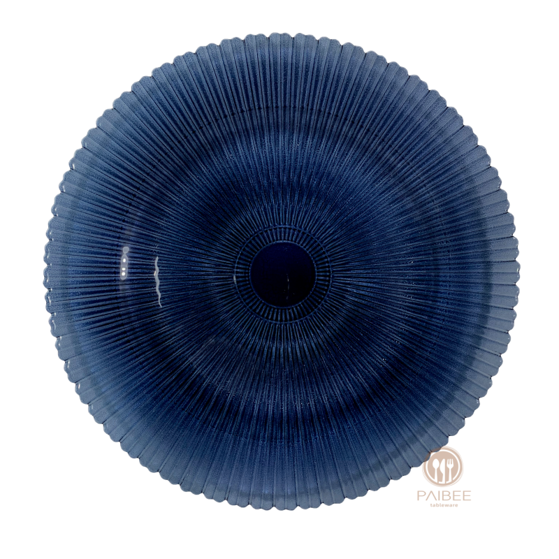 Multi-Color Radiant Vertical Ribbed Crystal Glass Charger Plate with Custom Options