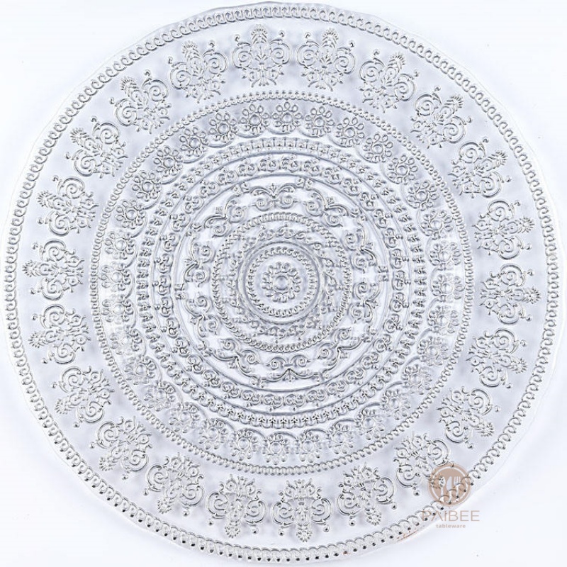 Multi-Color Baroque Ornate Crystal Glass Charger Plate with Custom Options