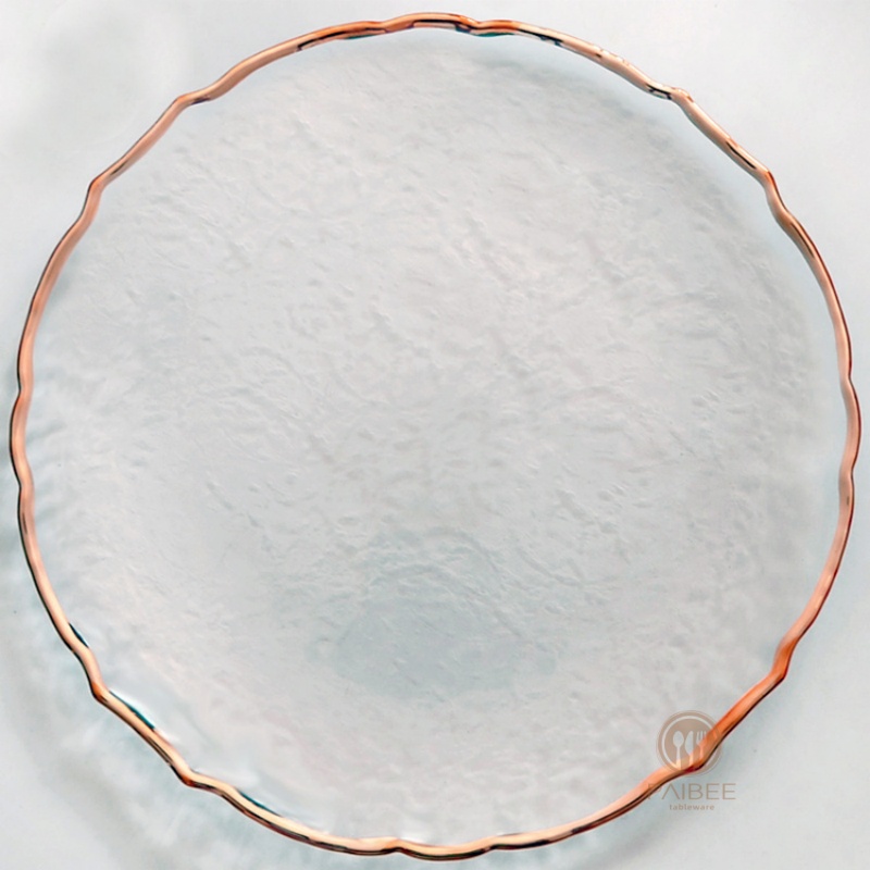 Multi-Color Ripple Textured Crystal Glass Charger Plate with Custom Options
