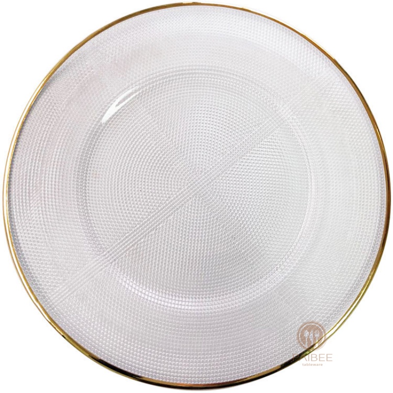 Multi-Color Lace Mandala Pattern Crystal Glass Charger Plate with Custom Options